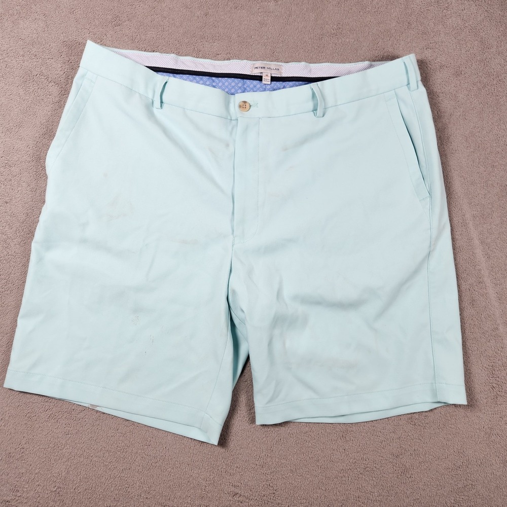 Peter Millar Performance Shorts Mens size 38 Blue Polyester 9" Inseam - STAIN